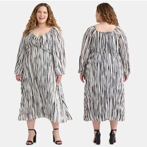 Terra & Sky Sweetheart Plus Pleated Midi Dress In Vanilla Dream  2X  20W-22W NWT